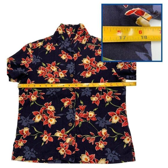 Island Traders Hawaiian Shirt Blouse Multicolor Rayon Floral Short Sleeve Size S - Picture 4 of 9